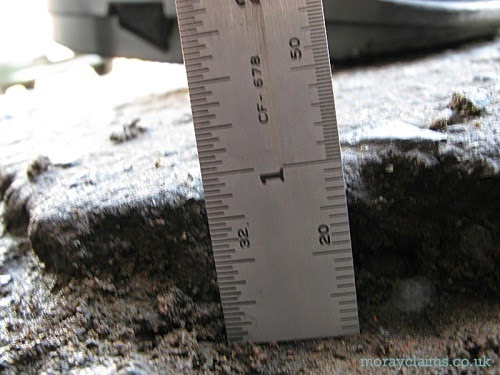 Close-up of the scale on a ruler used to show the height of a tripping hazard Close-up of the scale on a ruler used to show the height of a tripping hazard